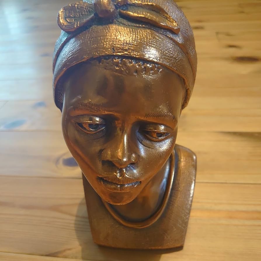 石彫刻/「アフリカ女性」像/頭像/高:約27cm彫刻/置物/オブジェ/美術品 石彫刻/「アフリカ女性」像/頭像/高:約27cm彫刻/置物/オブジェ